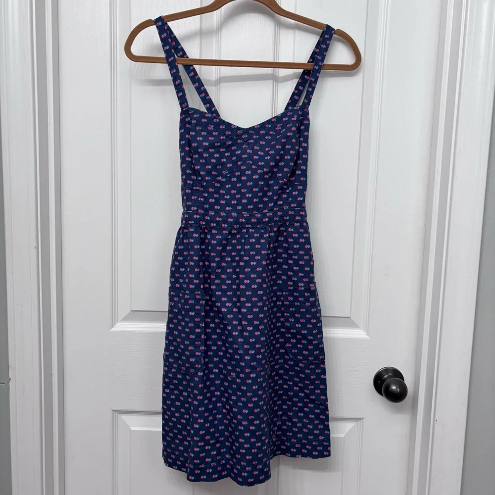Navy Linen Blend Dot Sundress | Aerie Size M - Picture 12 of 12